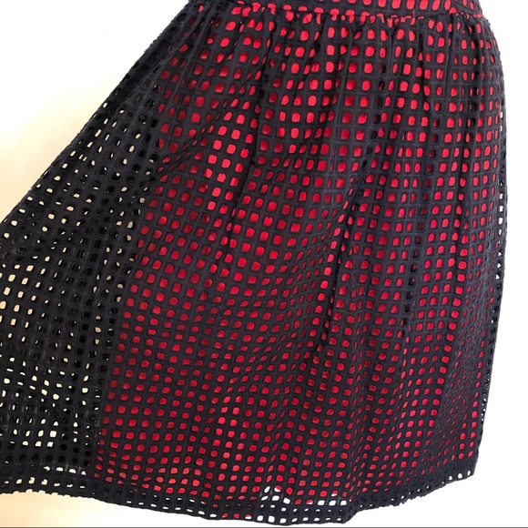 Banana Republic Navy & Red Fit & Flare A-Line Net Overlay Dress - Picture 5 of 8